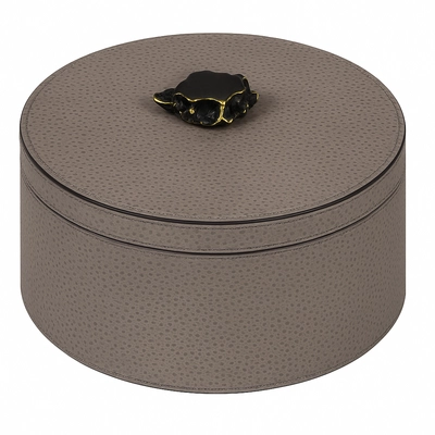 Box Giobagnara Ambretta Round Tall Medium Printed Calfskin Golf Mud