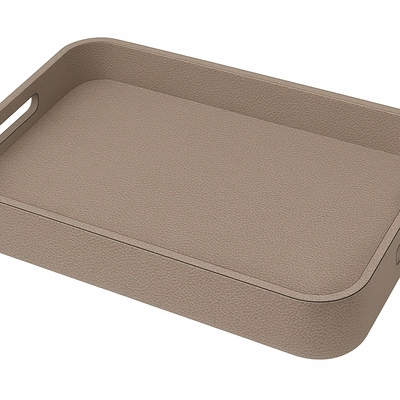 Tray With Handles Giobagnara Polo Rectangular Large Printed Calfskin Golf Dove 25