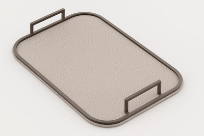 Tray Giobagnara Bellini Rectangular Medium Printed Calfskin Golf Stone