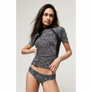 Zwemshirt O'Neill Women Print Short Sleeve Skins Black Aop w/ White