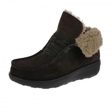 FitFlop Loaff Lace-Up Ankle Boot Shearling Suede Chocolate Brown