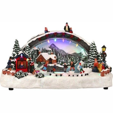 Luville Scenery Snow Fun Ice Rink With Bridge Battery Operated