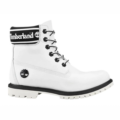 Timberland Women 6 Inch Premium Boot Logo Collar White Nubuck