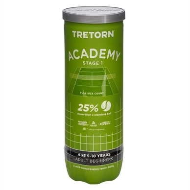 Tennisball Tretorn Academy Grün (3-Tin)