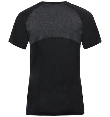 Ondershirt Odlo Women BL Top Crew Neck S/S Koya Ceramiwool Print Black Placed Print Ss18
