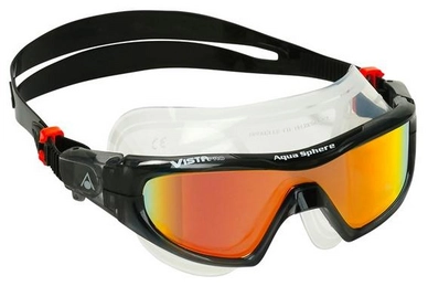 Zwembril Aqua Sphere Vista Pro Titanium Mirrored Lens Dark Grey/Orange