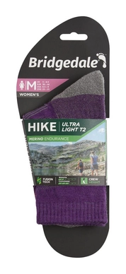 Sok Bridgedale Women Hike Ultra Light Merino Endurance Crew Purple