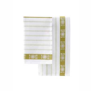 Tea Towel De Witte Lietaer BML White Yellowgreen (3 pc)