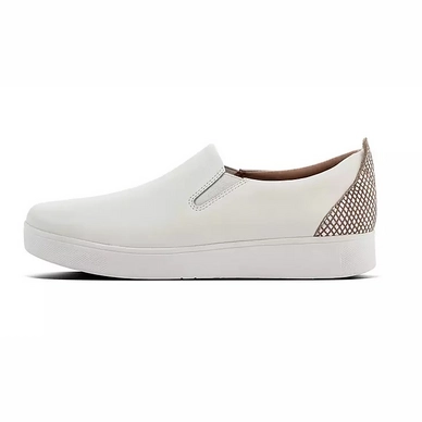 FitFlop Women Sania Exotic Back Tab Embossed Skate Bright White Mix
