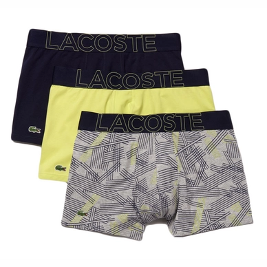 Boxershort Lacoste Men Casual Gevlamd Grijs / Navy Blauw / Felgeel (Set van 3)