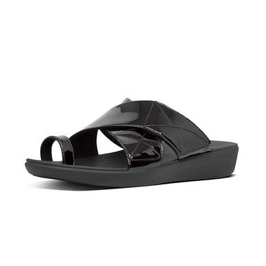 FitFlop Carin™ Patent Toe-Thongs All Black