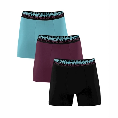 Boxershort Muchachomalo Men Cotton Solid Black/Purple/Blue (3-Pack)