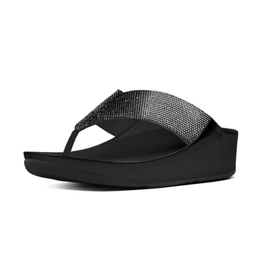 Zehentrenner  FitFlop Crystall Microfiber Black