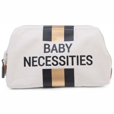 Toilettas Childhome Baby Necessities Canvas Ecru Strepen Zwart Goud