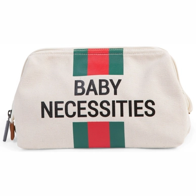 Toilettas Childhome Baby Necessities Canvas Ecru Strepen Groen Rood