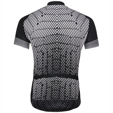 Fietsshirt Odlo Mens Stand-Up Collar S/S Full Zip Fujin Print Black Silver Grey