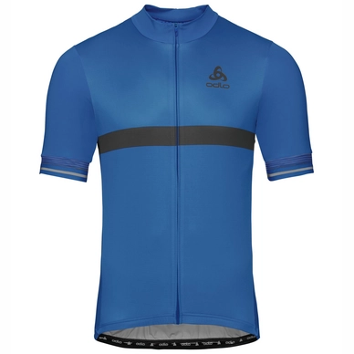 Fahrradshirt Odlo Stand-Up Collar S/S Full Zip Fujin Ceram Nebulas Blue Herren
