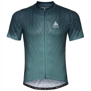 Fahrradshirt Odlo Stand-Up Collar S/S Full Zip Element Dark Slate Arctic Herren