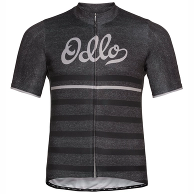 Cycling Jersey Odlo Men Stand-Up Collar S/S Full Zip Element Odlo Graphite Grey Melange Retro