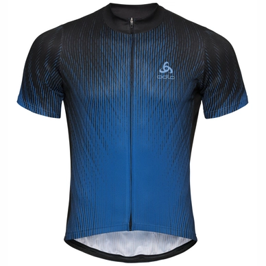 Fahrradshirt Odlo Stand-Up Collar S/S Full Zip Element Black Nebulas Blue Herren