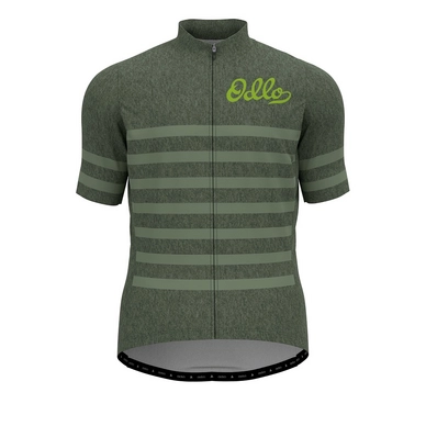 Fietsshirt Odlo Men Stand-Up Collar S/S Full Zip Element Climbing Ivy Graphic