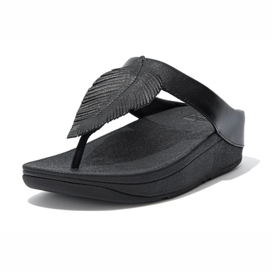 Tongs FitFlop Women Fino Feather Toe-Post Sandals All Black