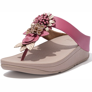FitFlop Women Fino Floral Cluster Toe-Post Sandals Deep Pink