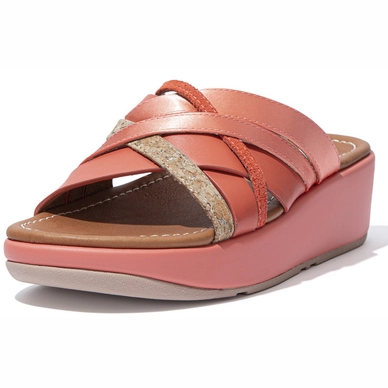 Sandales FitFlop Women Kessia Slides Coral Pink Mix