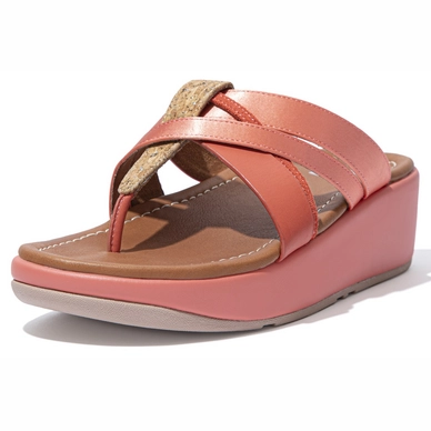 Tongs FitFlop Women Kessia Toe-Post Sandals Coral Pink Mix