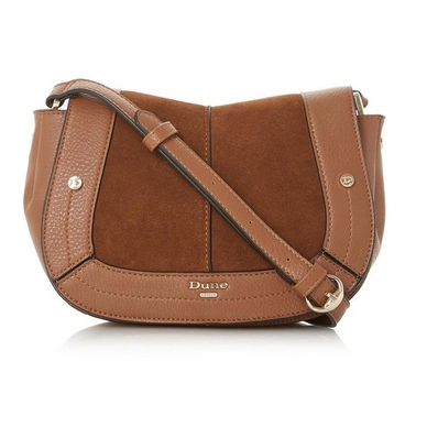 Sac à Main Dune Diego Saddle Cross Body Tan Suede and Synthetic