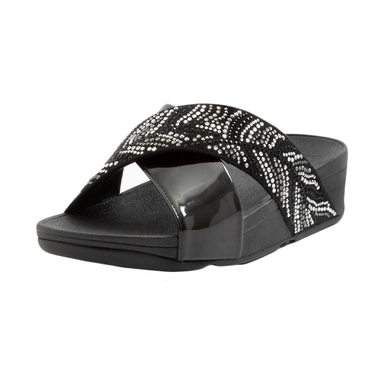 FitFlop Women Lulu Crystal Feather Slides All Black