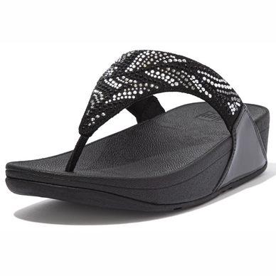 FitFlop Lulu Crystal Feather Toe-Post Sandals All Black Damen