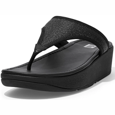 FitFlop Women Lulu Sleek Straw Raffia Toe-Post Sandals All Black