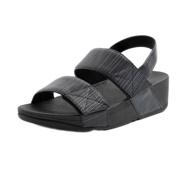 Sandales FitFlop Women Mina Textured Glitz Back-Strap Sandals All Black