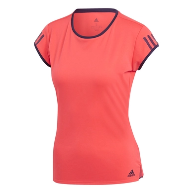 Tennisshirt Adidas Club 3 Stripes Tee Shock Rot Damen