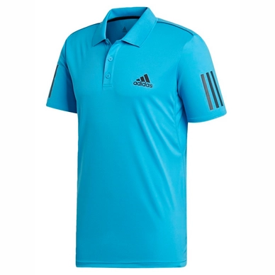 Poloshirt Adidas Club 3 Stripes Shock Cyan Schwarz Herren