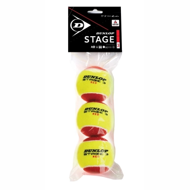 Tennisbal Dunlop Stage 3 Red 3 Polybag (Doos 24x3) 2019