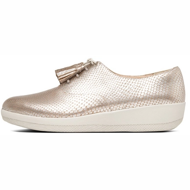 Sneaker FitFlop Classic Tassel Superoxford™ Leather Silver Snake