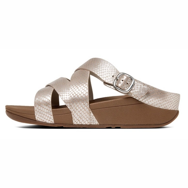 Sandaal FitFlop The Skinny™ Criss-Cross Slide Leather Silver Snake