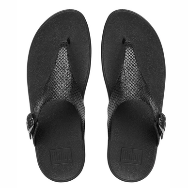 Slipper FitFlop The Skinny™ Leather Snake Black