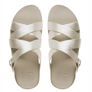 Sandaal FitFlop The Skinny™ Criss-Cross Slide Leather Pale Gold
