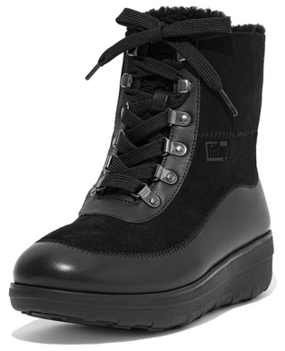 FitFlop Women Mukluk III Lace Up Mix Materials All Black