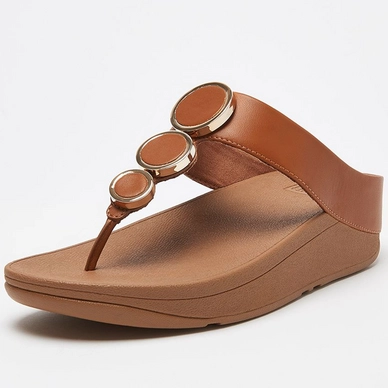 FitFlop Halo Toe Post Leather Tonal Light Tan Damen