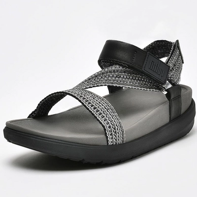 FitFlop Women Loosh Z-Strap Sandal Multi Tone Webbing All Black