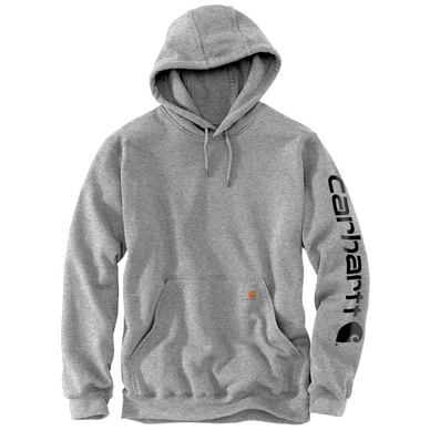 Trui Carhartt Men Sleeve Logo Hooded Sweatshirt Heather Grey Black