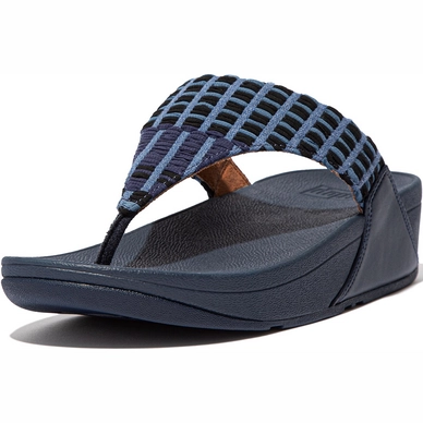 Tongs FitFlop Women Lulu Toe Post Art Denim Midnight Navy