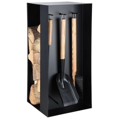 Haardstel Esschert Design Houtopslag met Haardgereedschap