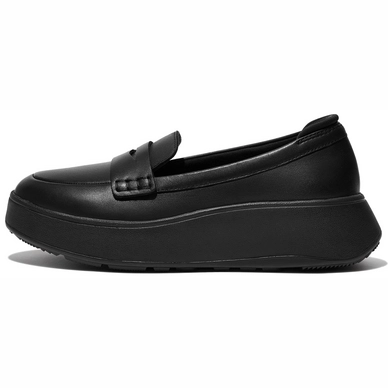 FitFlop Women F-Mode Leather Flatform Penny Loafers All Black
