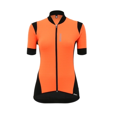 Fietsshirt Santini Women Wave Short Sleeve Full Zip Orange