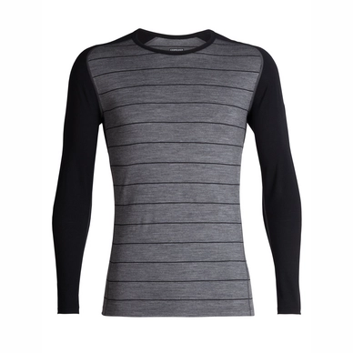 Ondershirt Icebreaker Mens 200 Oasis Deluxe Raglan LS Crewe Gritstone Heather Black Stripe